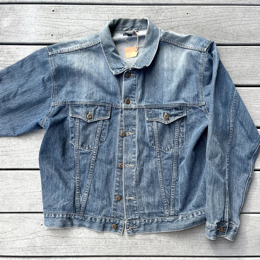 Item 101 Vintage Distressed Jean Jacket Boxy fit, XL
